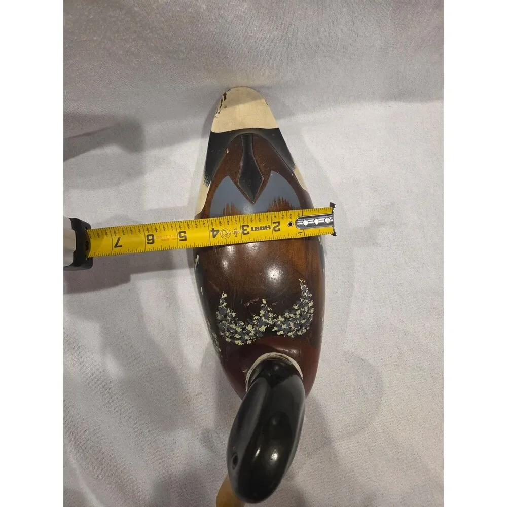 Vintage Hand Carved Wooden Duck Decoy Mallard Drake Painted Rustic Cabincore